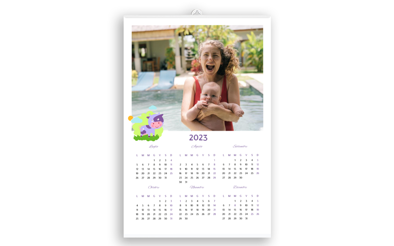 Calendario 6+6 Baby Animals White